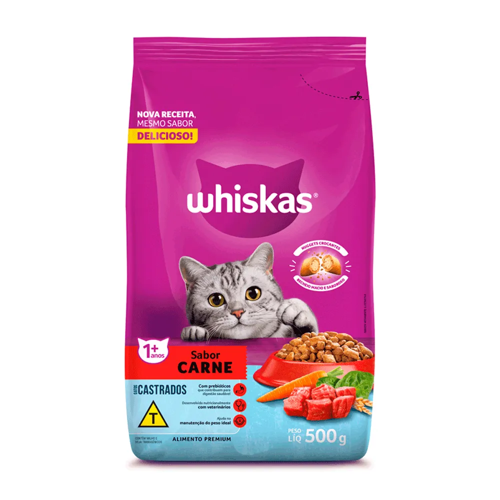 Ração Whiskas Gatos Adultos Castrados Carne — foto 2