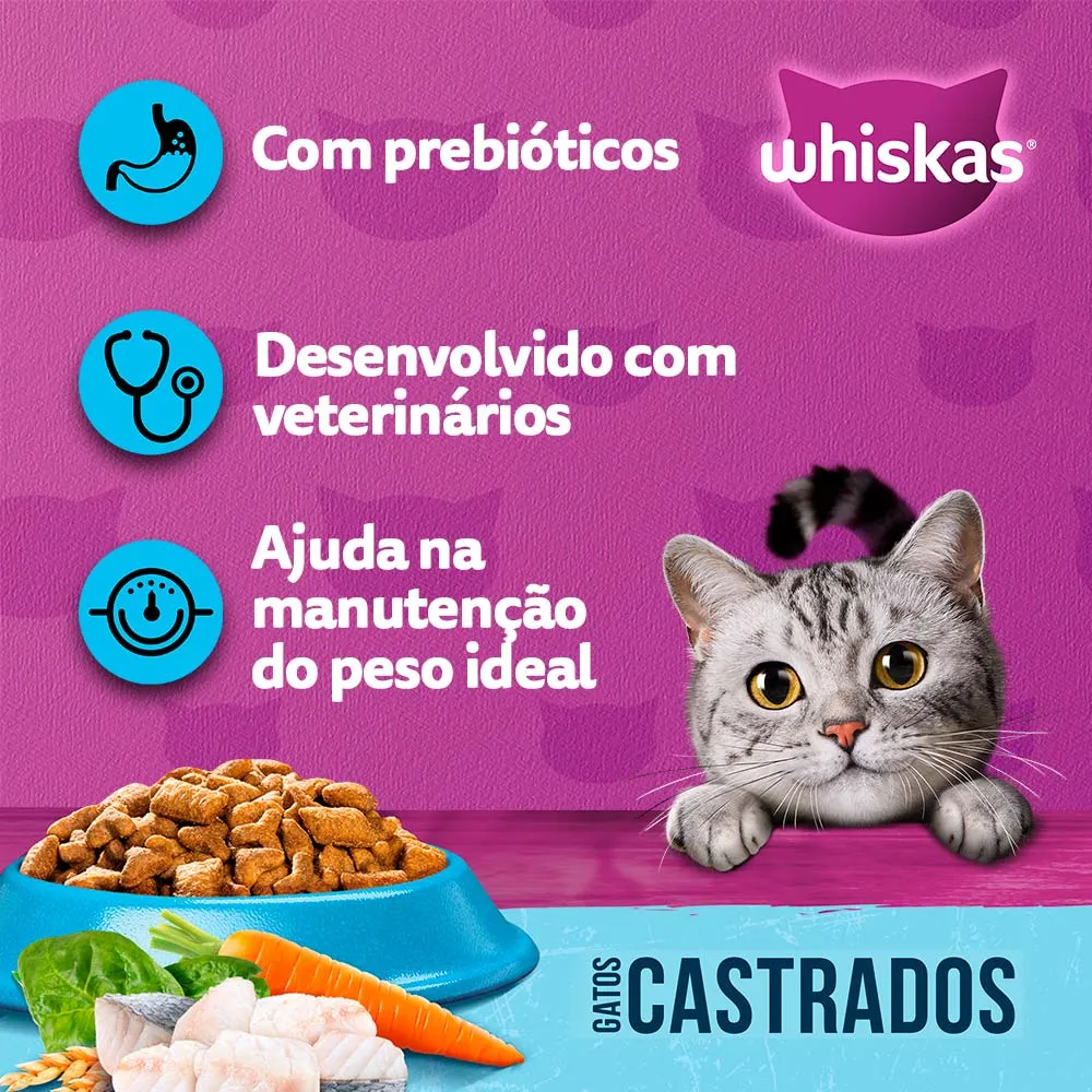 Ração Whiskas Gatos Adultos Castrados Peixe — foto 3