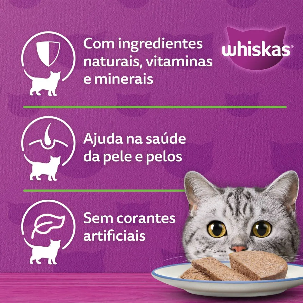 Ração Úmida Whiskas Lata Patê para Gatos Adultos Peixe — foto 5