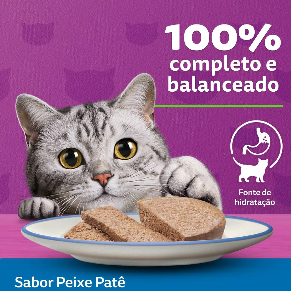 Ração Úmida Whiskas Lata Patê para Gatos Adultos Peixe — foto 6
