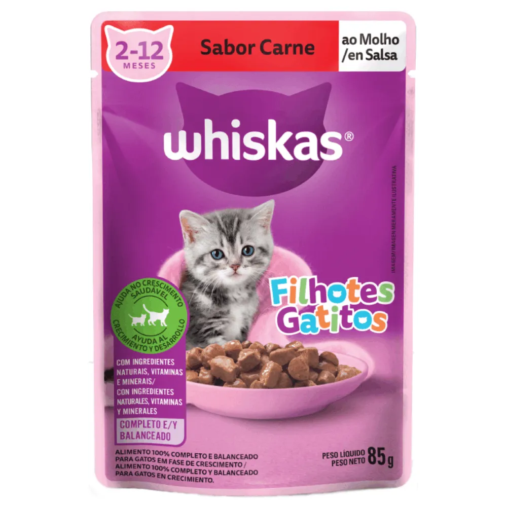 Ração Úmida Whiskas Sachê Carne ao Molho Gatos Filhotes — foto 3