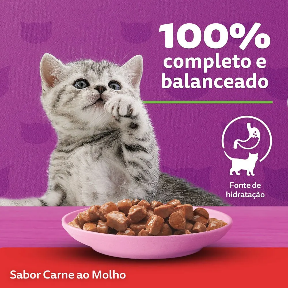 Ração Úmida Whiskas Sachê Carne ao Molho Gatos Filhotes — foto 6