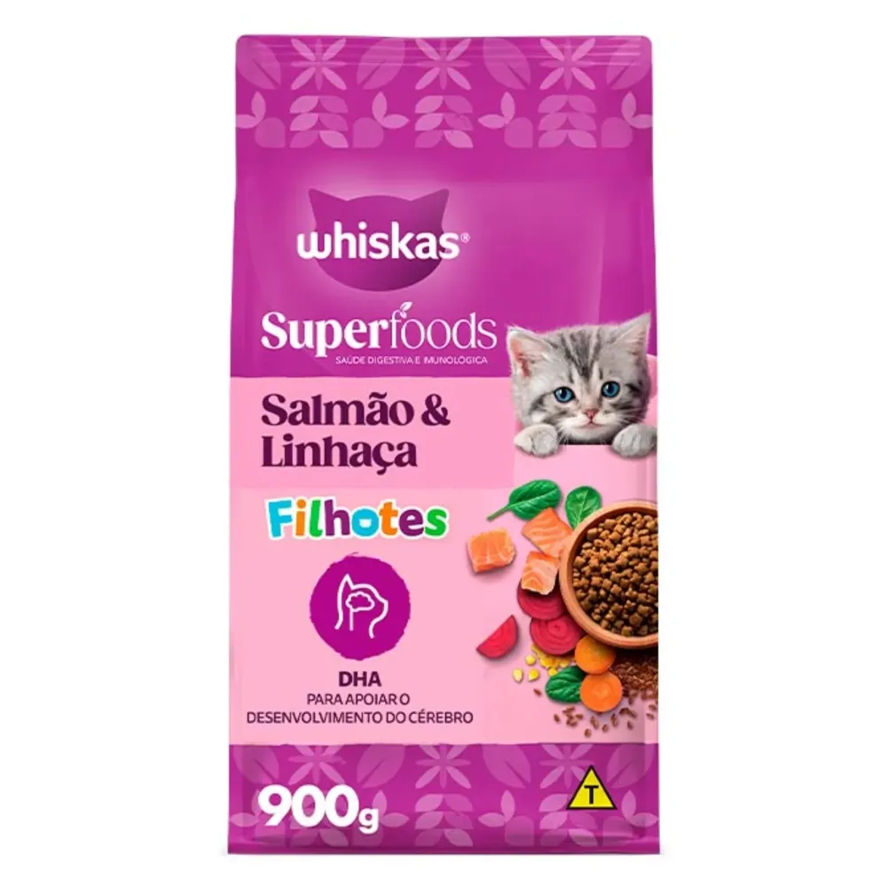 Ração Whiskas Superfoods Salmão e Linhaça Gatos Filhotes — foto 2