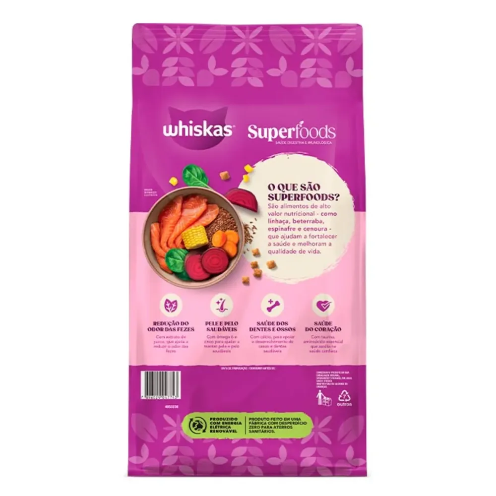 Ração Whiskas Superfoods Salmão e Linhaça Gatos Filhotes — foto 3