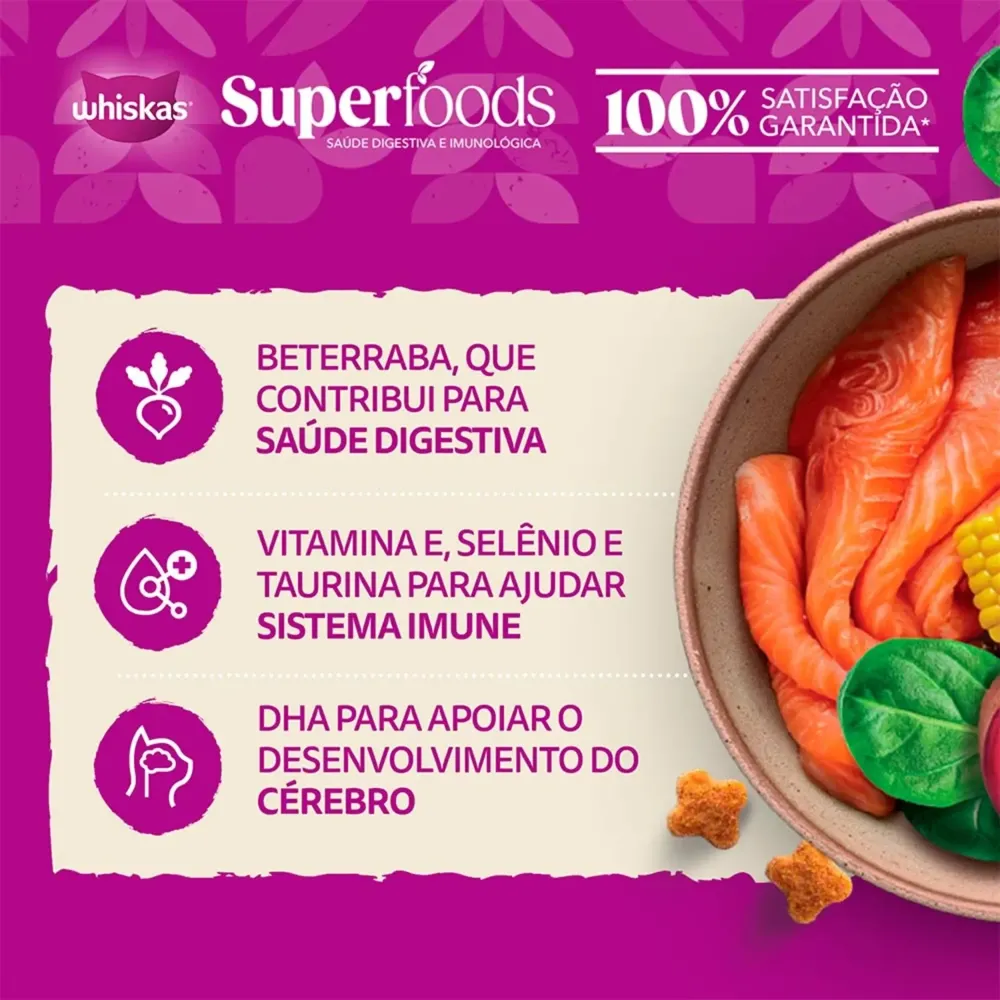 Ração Whiskas Superfoods Salmão e Linhaça Gatos Filhotes — foto 4