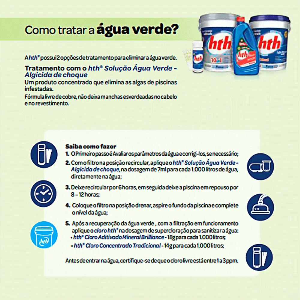 Refil Algicida de Choque Solução Água Verde HTH — foto 3