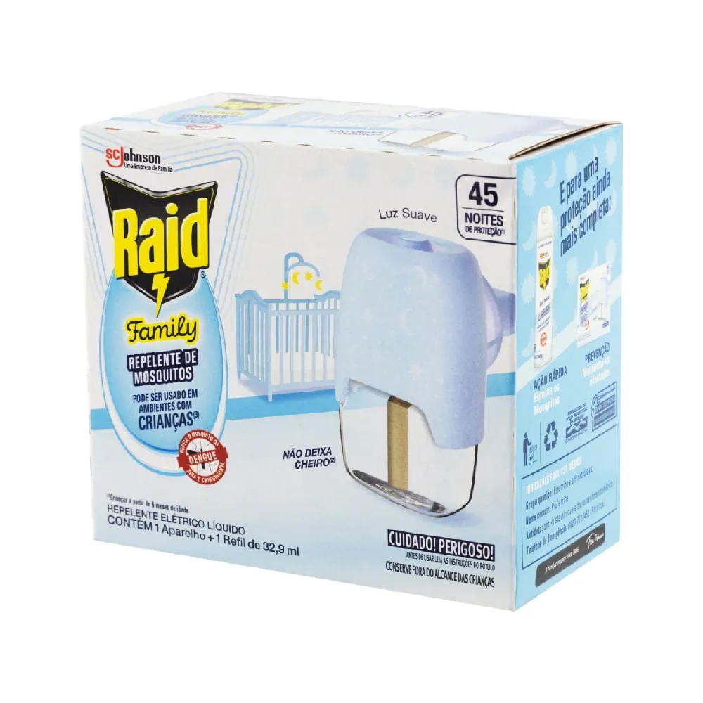 Repelente Elétrico Kit Raid Family sem Perfume