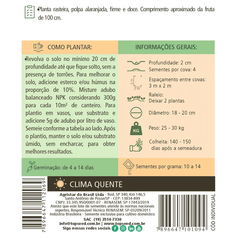 Sementes de Abóbora Menina Rajada Tradicional Topseed Garden — foto 2