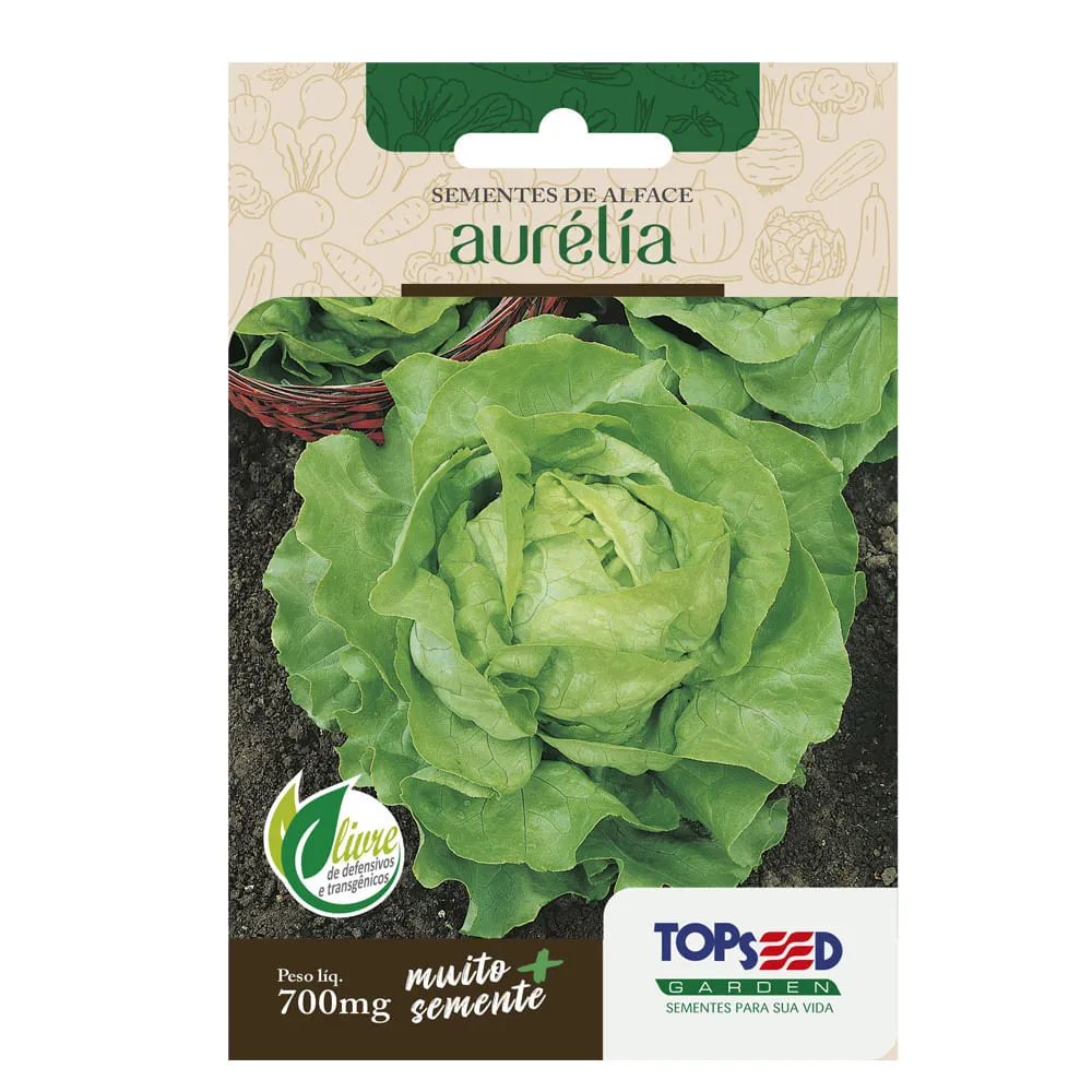 Sementes de Alface Aurélia Tradicional Topseed Garden