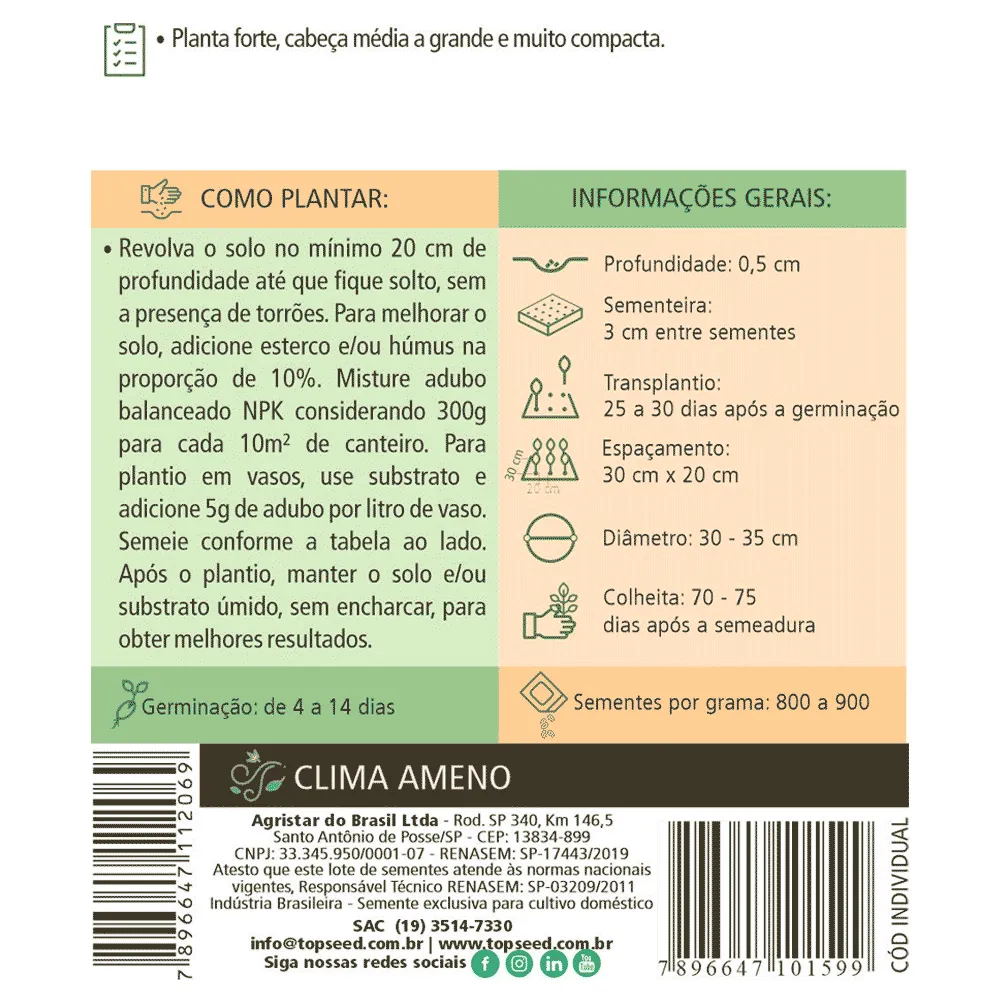 Sementes de Alface Crespa Repolhuda Tradicional Topseed Garden — foto 2