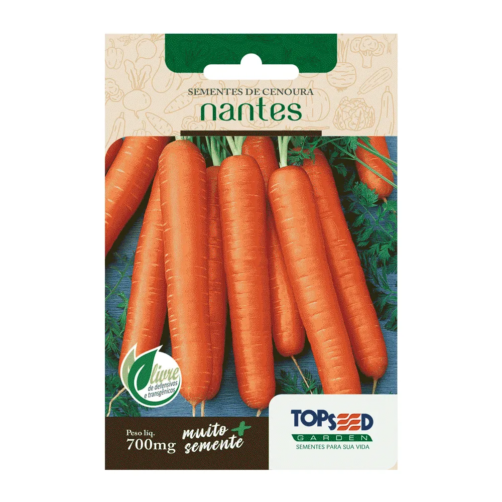 Sementes de Cenoura Nantes Tradicional Topseed Garden