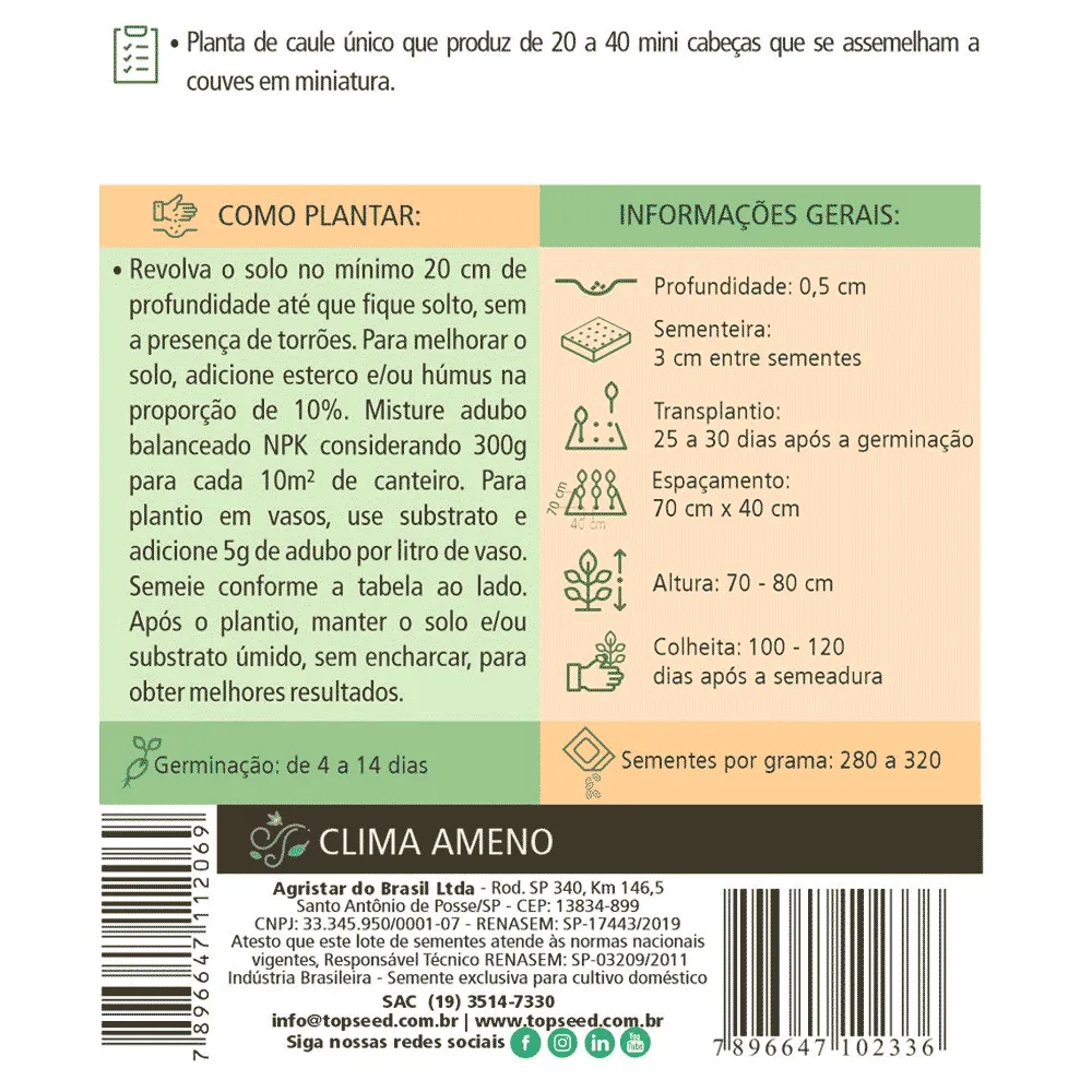 Sementes de Couve de Bruxelas Tradicional Topseed Garden — foto 2