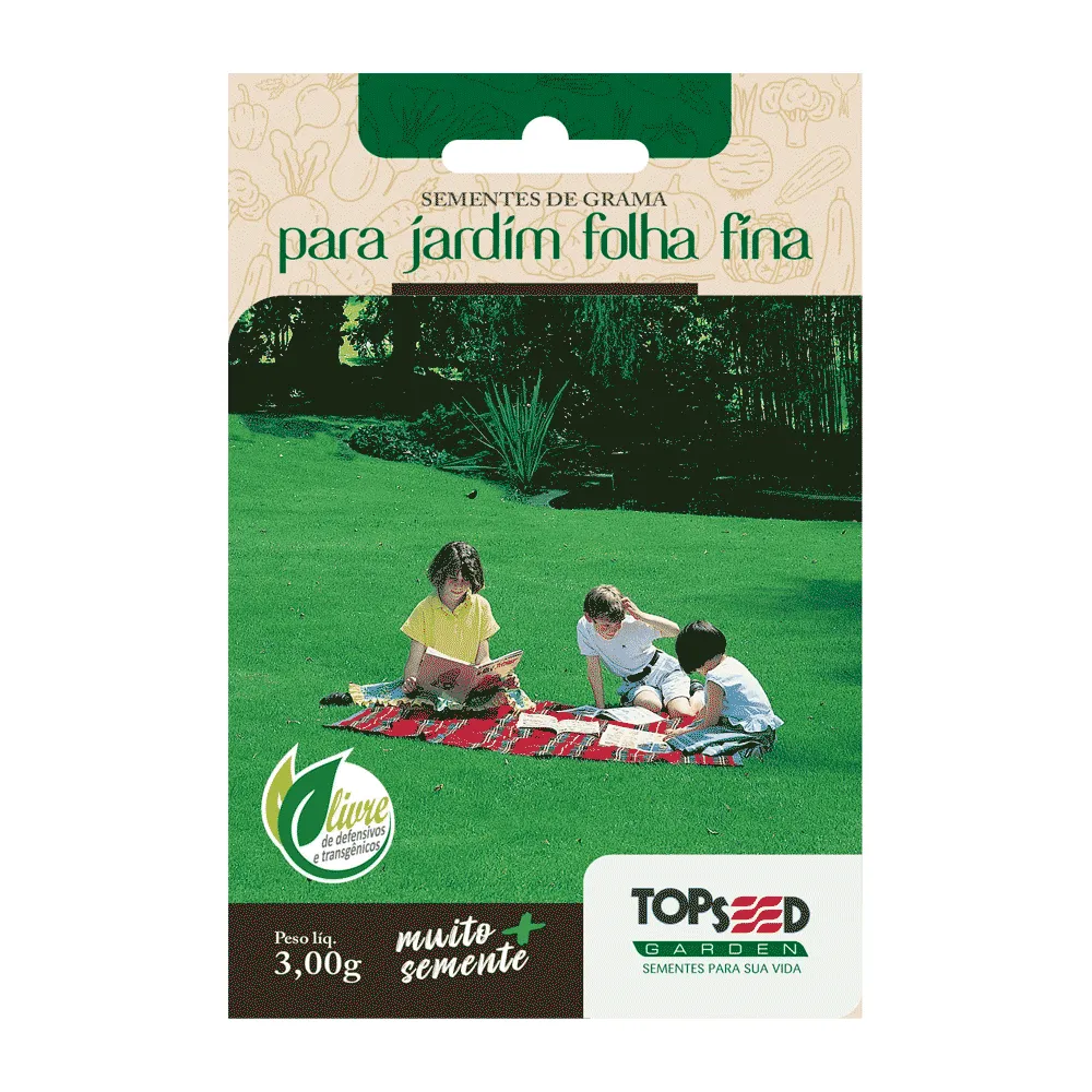 Sementes de Grama para Jardim Folha Fina Tradicional Topseed Garden