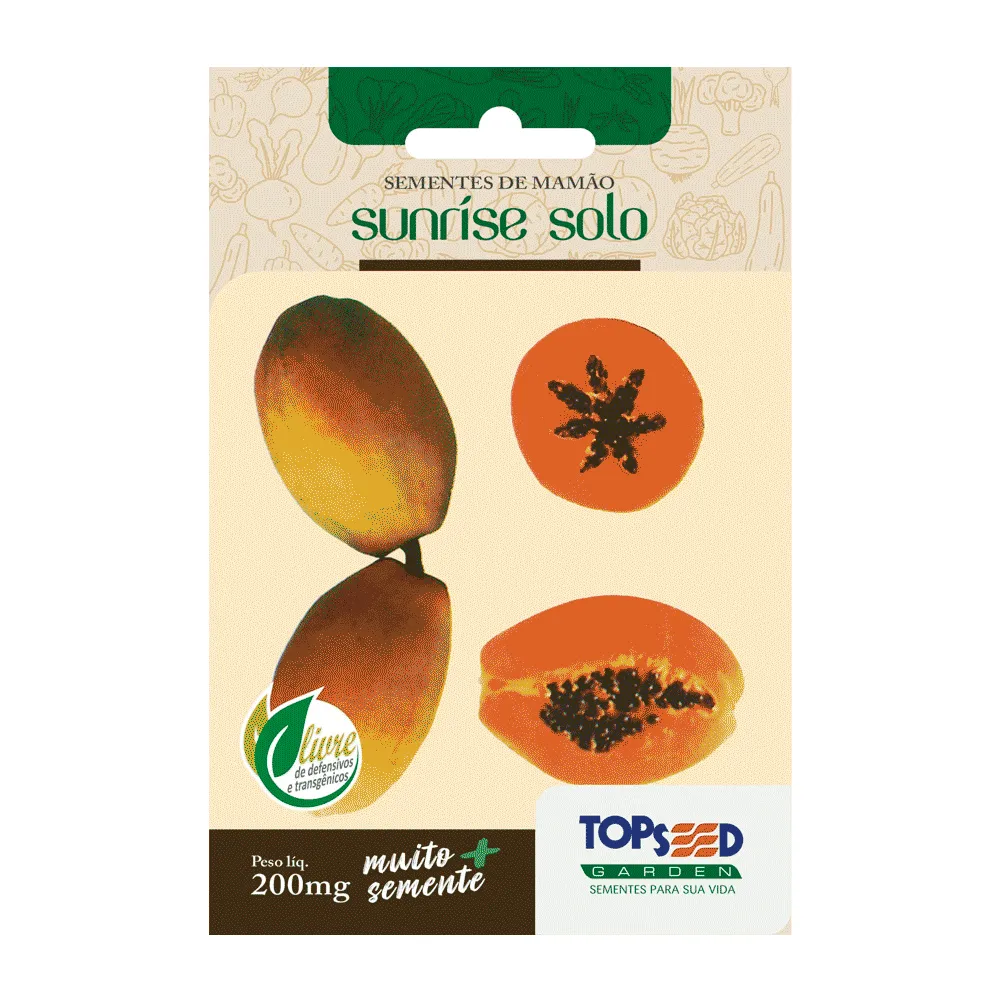 Sementes de Mamão Sunrise Solo Tradicional Topseed Garden