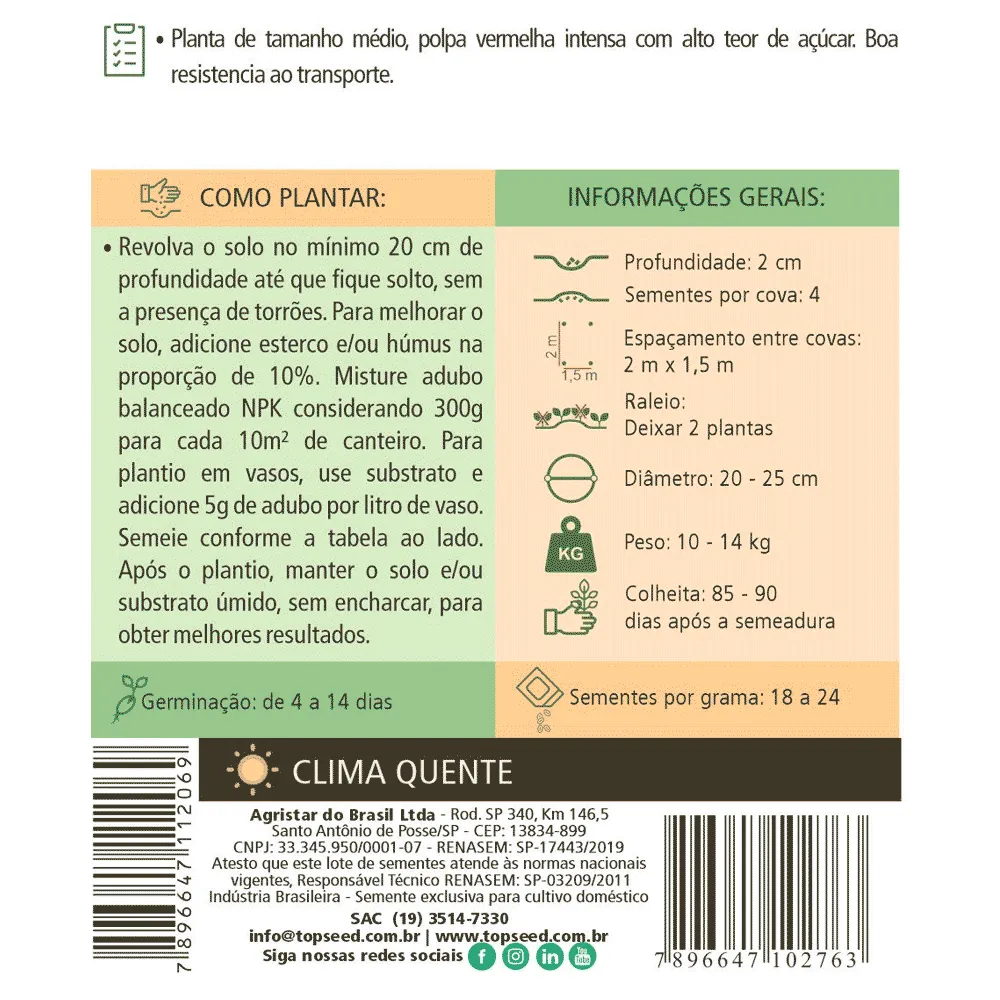 Sementes de Melancia Crimson Sweet Tradicional Topseed Garden — foto 2