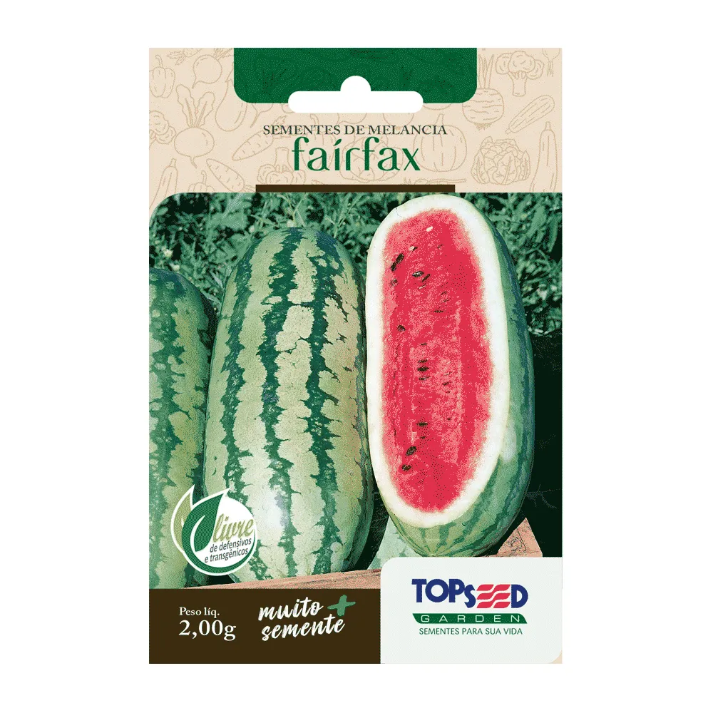 Sementes de Melancia Fairfax Tradicional Topseed Garden