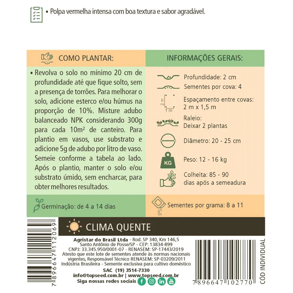 Sementes de Melancia Fairfax Tradicional Topseed Garden — foto 2