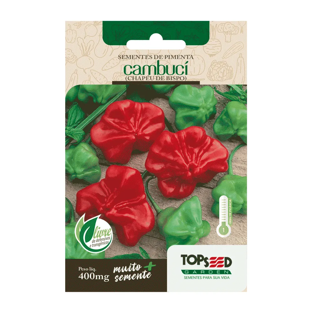 Sementes de Pimenta Chapéu de Bispo Tradicional Topseed Garden