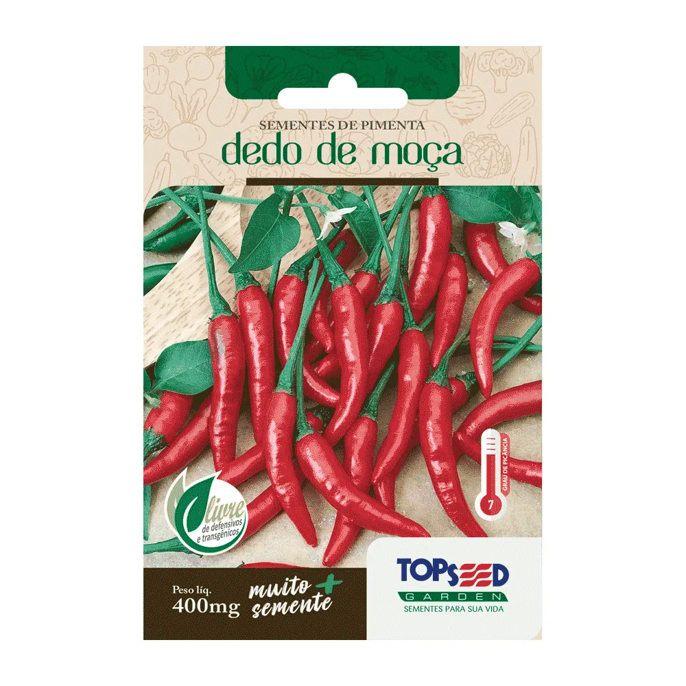 Sementes de Pimenta Dedo de Moça Tradicional Topseed Garden
