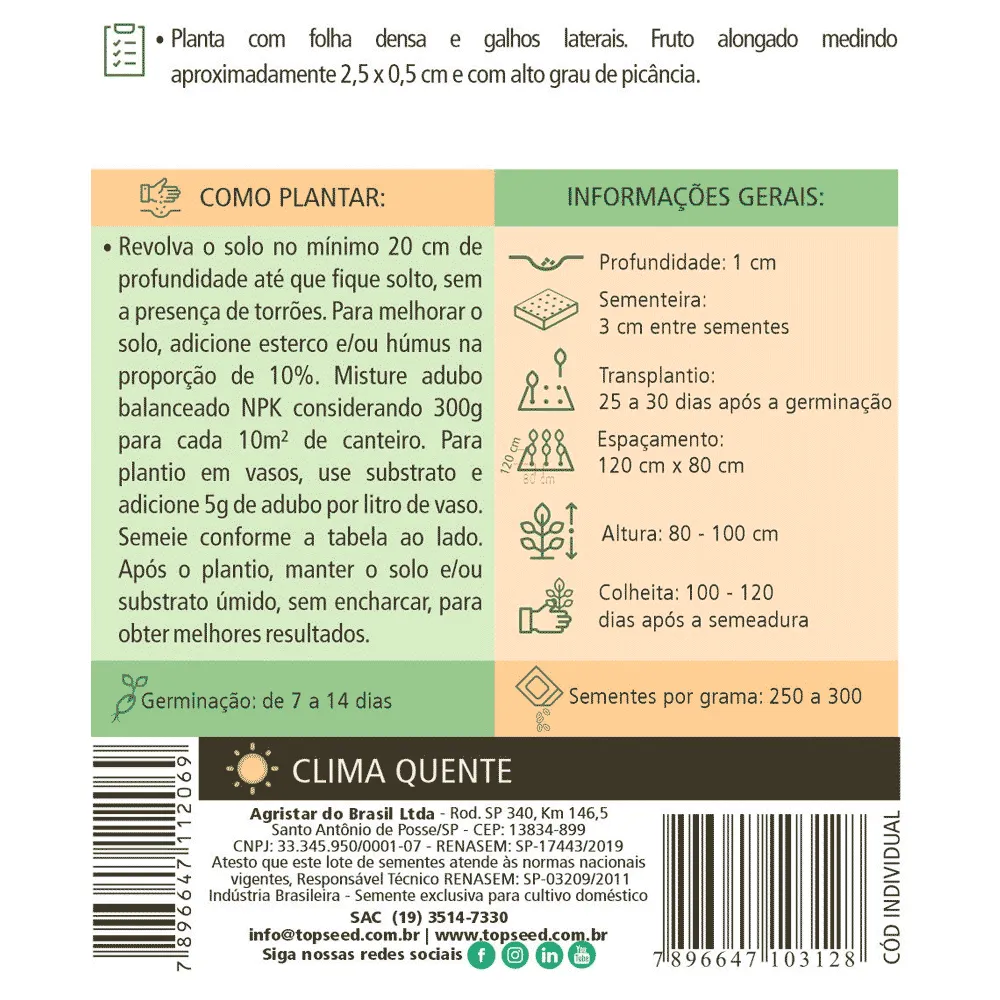 Sementes de Pimenta Malagueta Tradicional Topseed Garden — foto 2