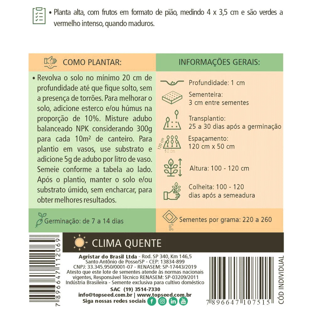 Sementes de Pimenta Piãozinho Tradicional Topseed Garden — foto 2
