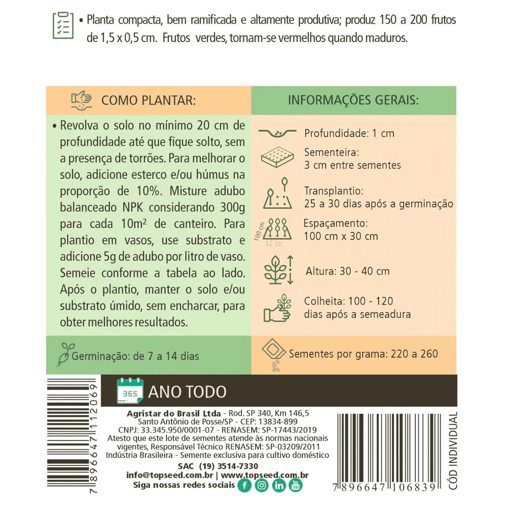 Sementes de Pimenta Picante para Vaso Tradicional Topseed Garden — foto 2