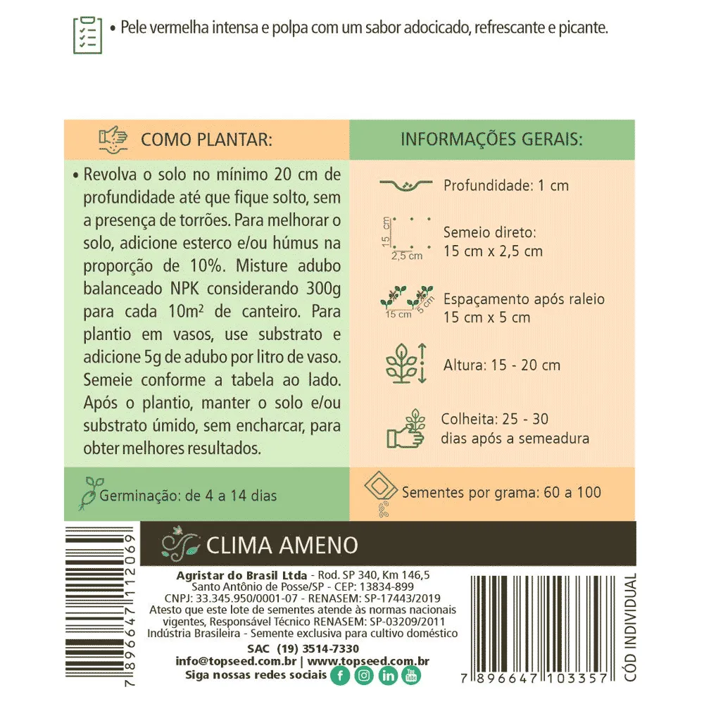 Sementes de Rabanete Crimson Gigante Tradicional Topseed Garden — foto 2