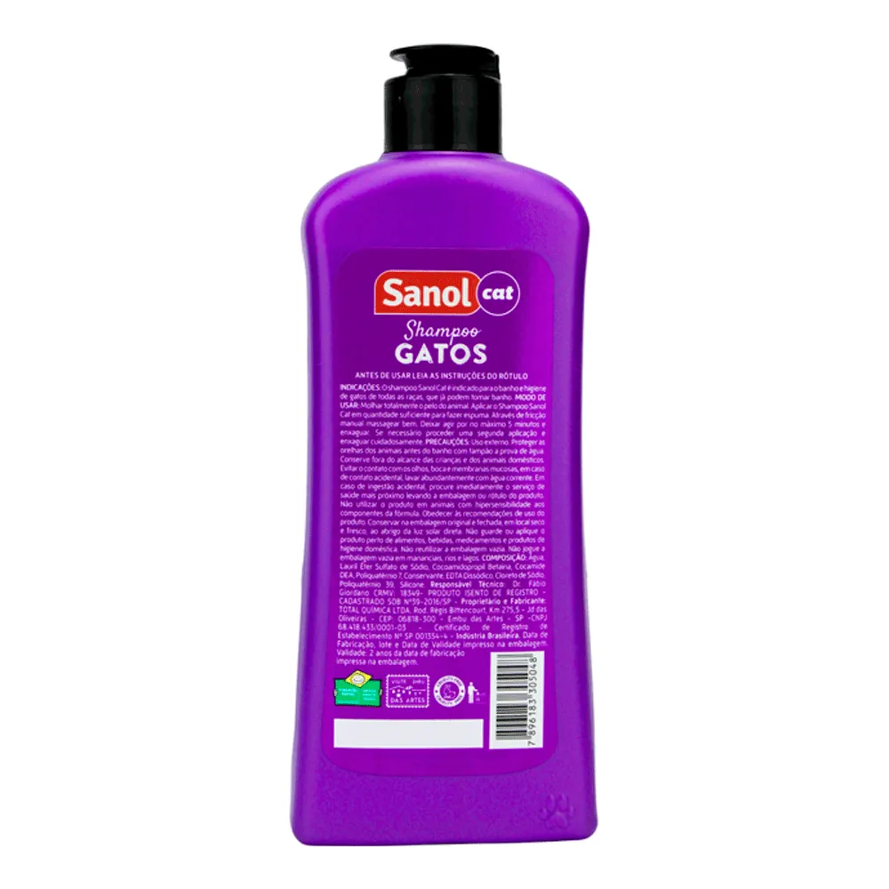 Shampoo para Gatos Sem Perfume Sanol — foto 2
