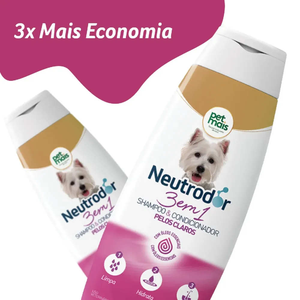 Shampoo e Condicionador 3 em 1 para Pelos Claros Neutrodor Petmais — foto 2