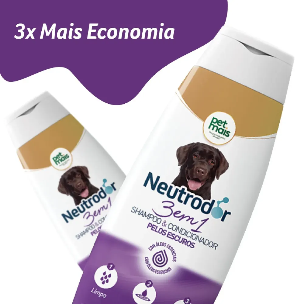 Shampoo e Condicionador 3 em 1 para Pelos Escuros Neutrodor Petmais — foto 2