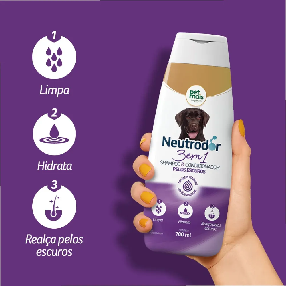 Shampoo e Condicionador 3 em 1 para Pelos Escuros Neutrodor Petmais — foto 3