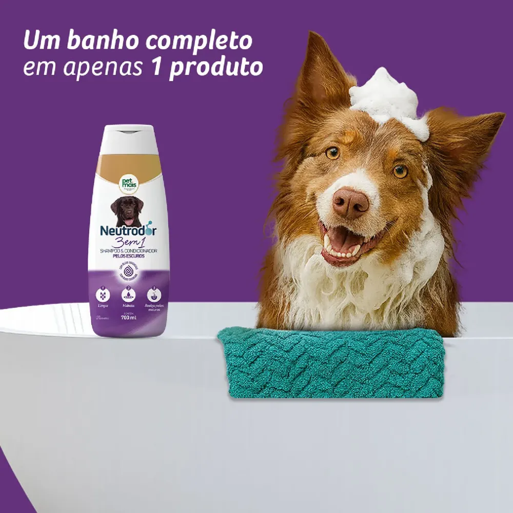 Shampoo e Condicionador 3 em 1 para Pelos Escuros Neutrodor Petmais — foto 4