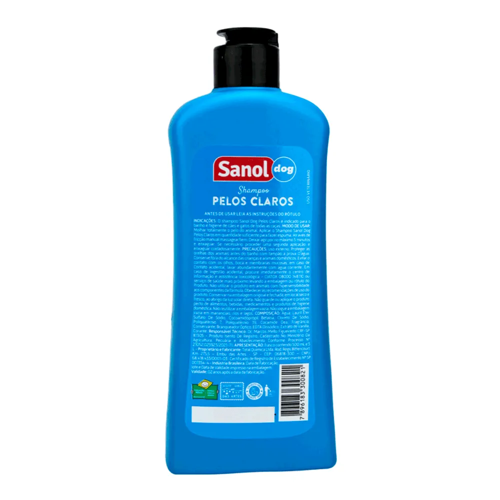 Shampoo Pelos Claros Cães e Gatos Sanol — foto 2