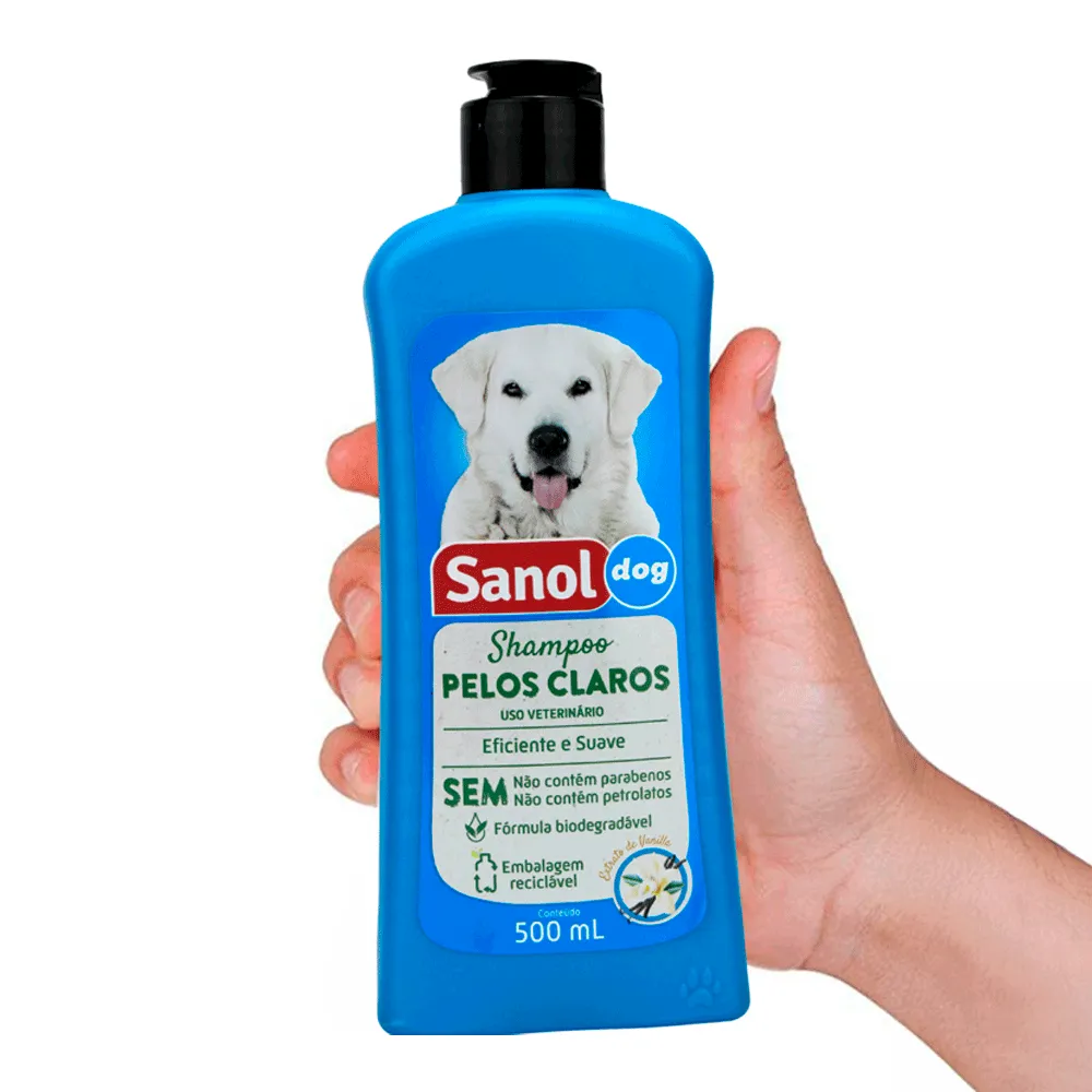 Shampoo Pelos Claros Cães e Gatos Sanol — foto 4