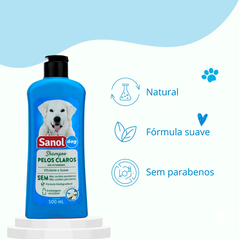 Shampoo Pelos Claros Cães e Gatos Sanol — foto 6