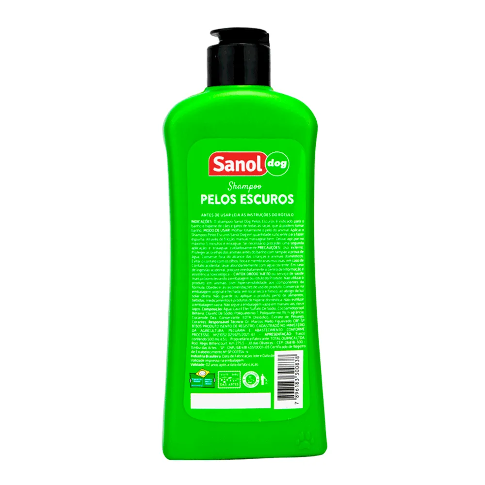 Shampoo Pelos Escuros Cães e Gatos Sanol — foto 2