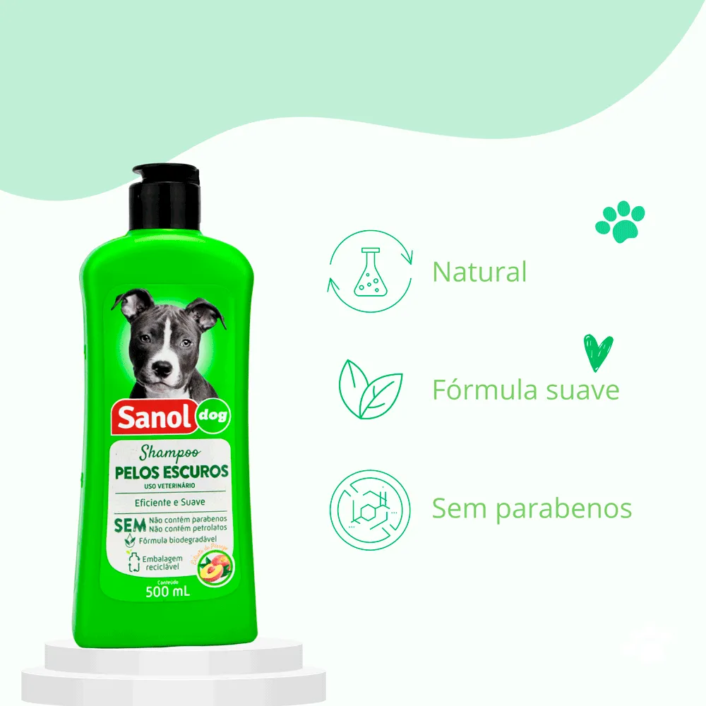 Shampoo Pelos Escuros Cães e Gatos Sanol — foto 6