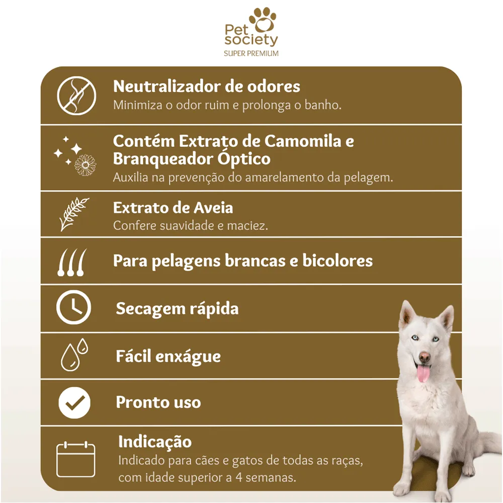 Shampoo Hydra Pelos Claros Pet Society — foto 3