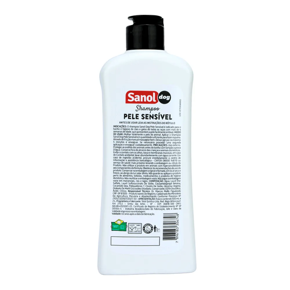 Shampoo Pele Sensível Cães e Gatos Sanol — foto 2