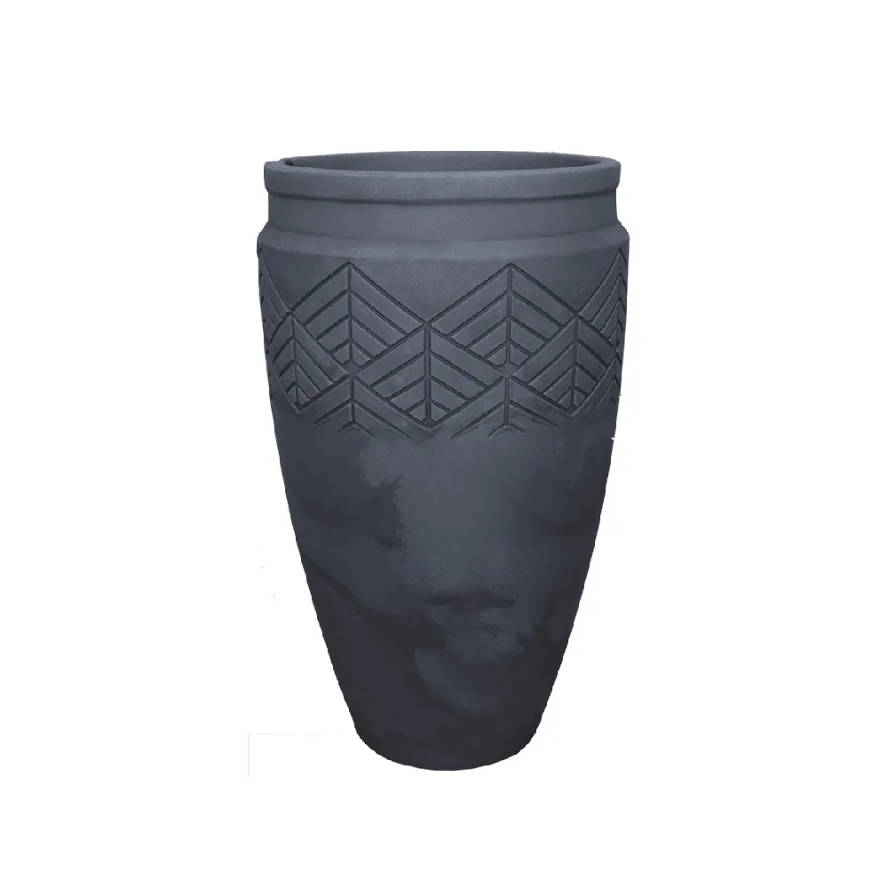 Vaso Tribo Cilíndrico Japi Preto Ardósia
