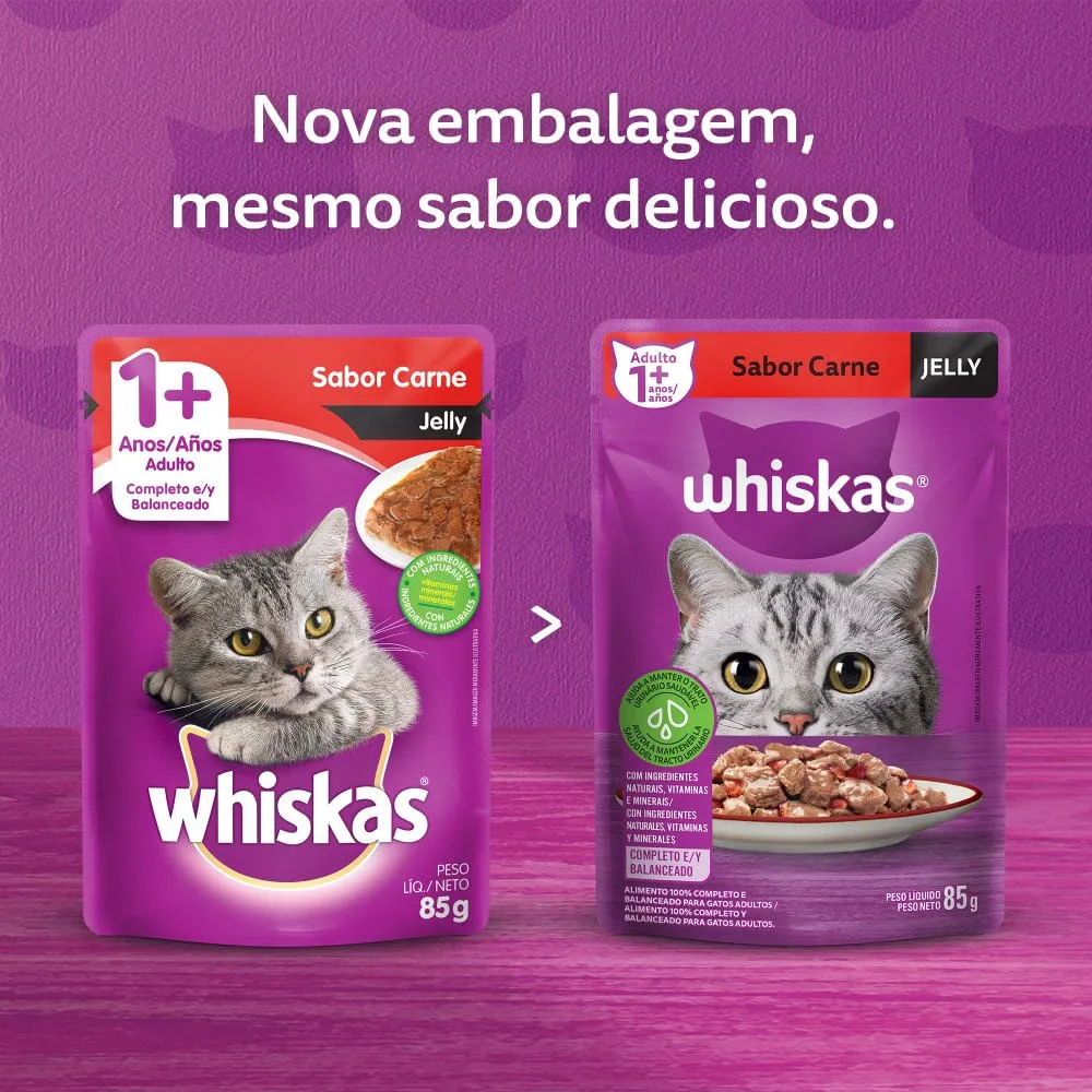 Ração Úmida Whiskas Sachê Carne Jelly Gatos Adultos — foto 2