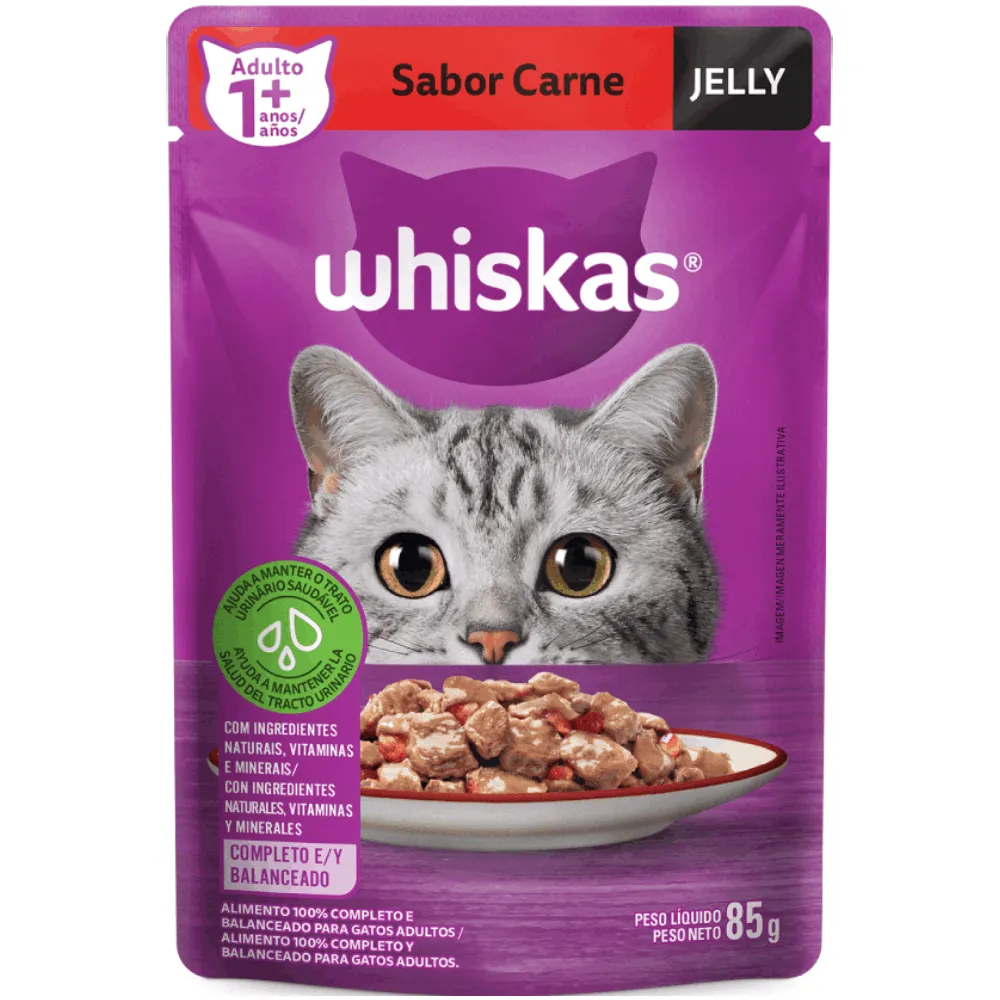 Ração Úmida Whiskas Sachê Carne Jelly Gatos Adultos — foto 3