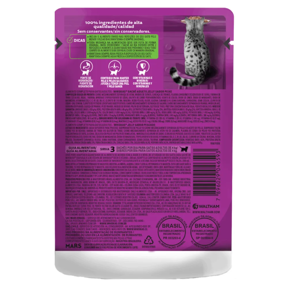 Ração Úmida Whiskas Sachê Peixe Jelly Gatos Adultos — foto 4