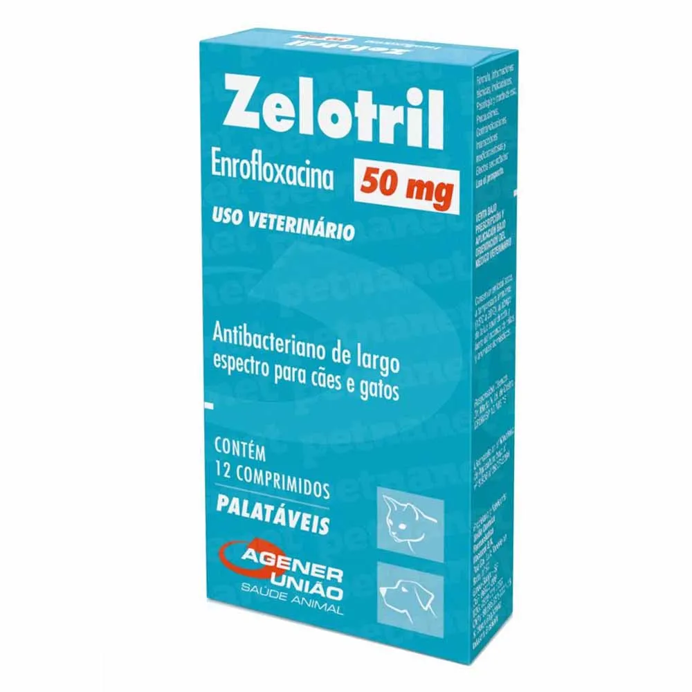 Zelotril 50mg Antibacteriano para Cães e Gatos
